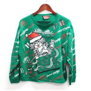 Vintage Crazy Cat Lady Christmas Sweatshirt Large